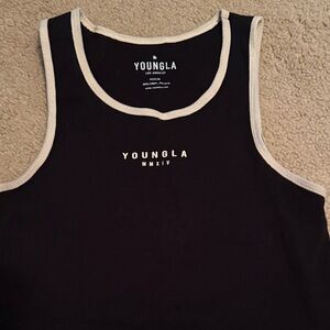 YoungLA Black and White Sleeveless Top